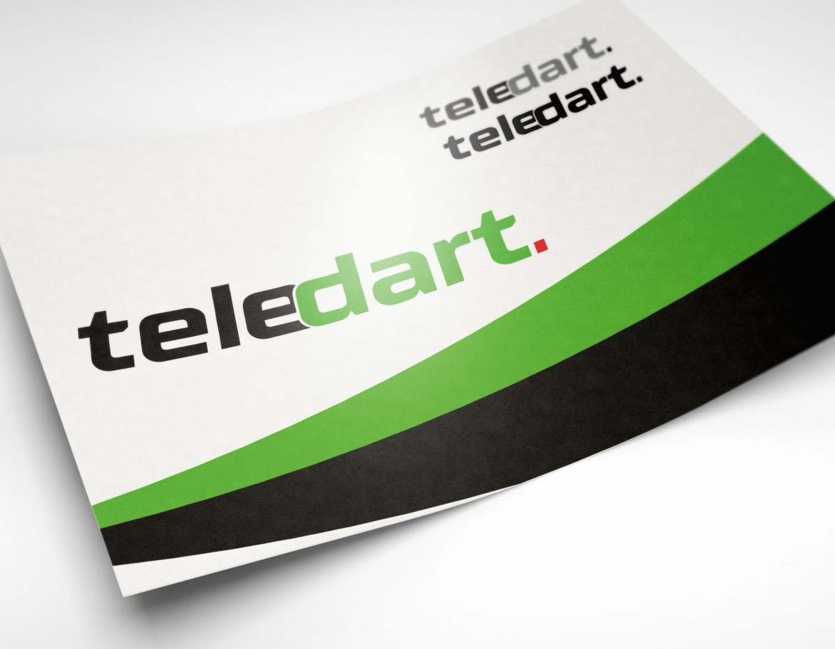 Das Logo von Teledart in verschiedenen Darstellungformen