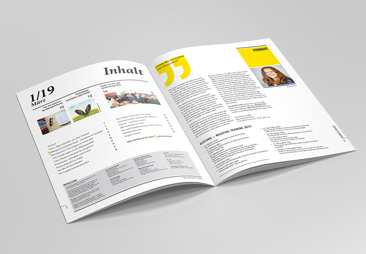 Magazin-Layout für den Lehrer-Verband