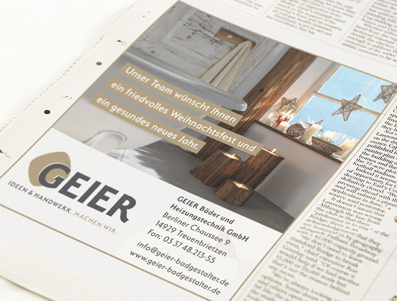 Geier - Ideen & Handwerk. | geier anzeige