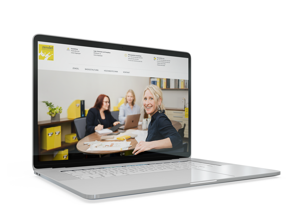 Zendel Website auf dem Notebook