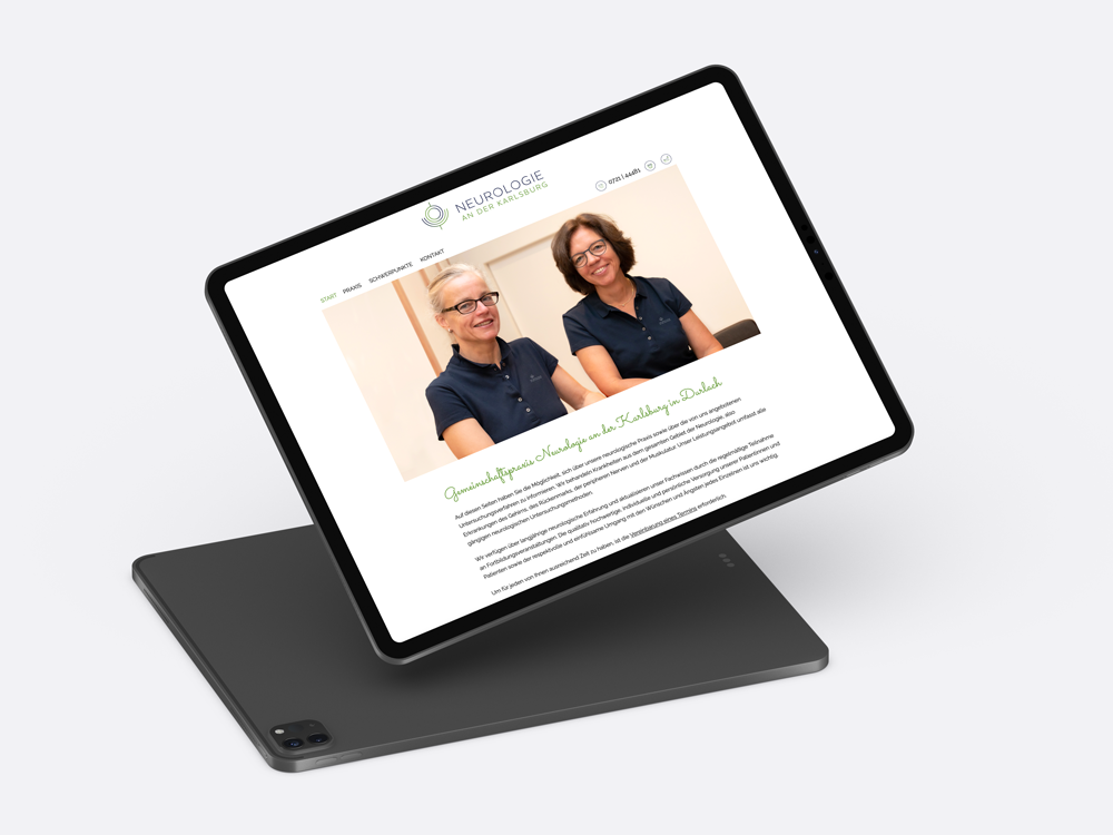 Startseite der neuen Website "Neurologie an der Karlsburg"