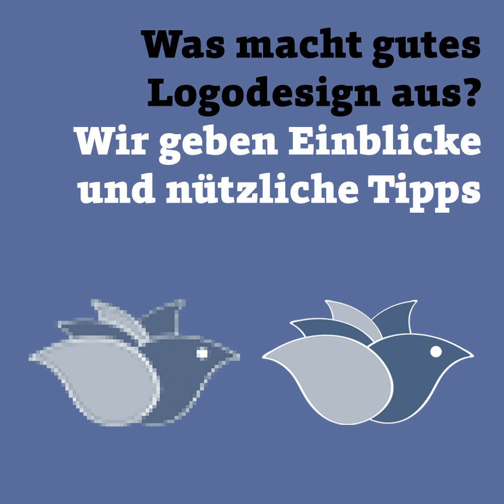 Bild zeigt ein pixeliges und ein klares Logo um den Unterschied zwischen Pixeln und Vektoren zu verdeutlichen