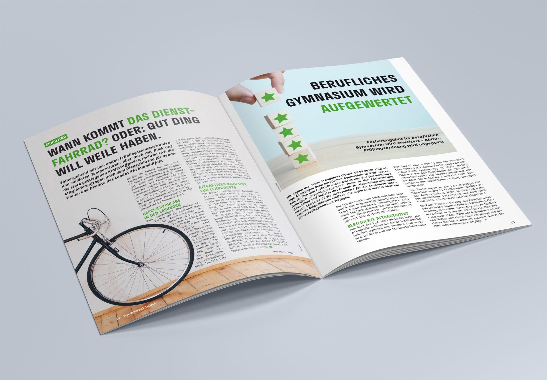 Magazingestaltung für den Lehrkräfteverband VLW